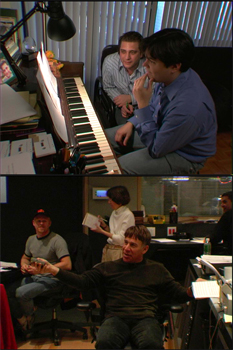 Top: Jeff Marx and Robert Lopez; Bottom: Stephen Schwartz