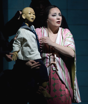 Patricia Racette in MADAMA BUTTERFLY; photo by Marty Sohl/Metropolitan Opera