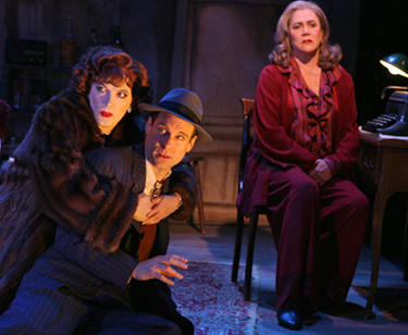 Charles Busch, Jonathan Walker, and Kathleen Turner in THE THIRD STORY; photo by Joan Marcus