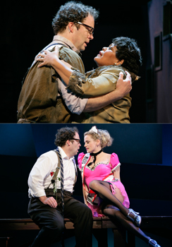 Shuler Hensley and Yvette Freeman (top) and Hensley and Cady Huffman (bottom) in All About Us