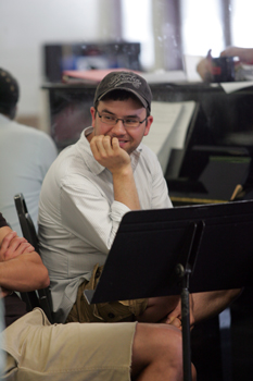 Brian Lowdermilk in rehearsal for The Unauthorized Autobiography of Samantha Brown. Photo by Diane Sobolewski.
