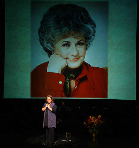 Rosie O'Donnell at Bea Arthur memorial; photo by Michael Portantiere