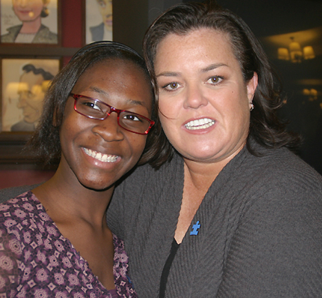 Rosie O'Donnell with Mary Dunkley; photo by Michael Portantiere