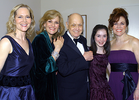 Rebecca Luker, Karen Mason, Charles Strouse, Emma Rowley, and Debbie Gravitte; photo by Michael Portantiere